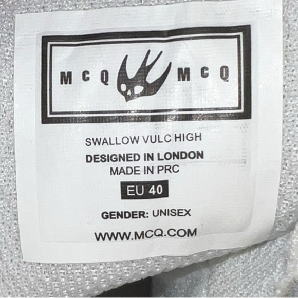 🌻NEW McQ Alexander McQueen Swallow Vulc Leather High-top Sneaker Size 40 Unisex - Picture 10 of 13